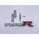 Эмблема шильдик логотип надпись решетки радиатора TypeR Honda (Хонда) 150*30мм (Хром+белый+красный) (Металл)