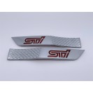 Емблема напис шильдик логотип STI на крило Subaru (Субару) (Сірий+червоний) (91123FG050, 91123FG040)