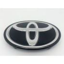 Эмблема шильдик логотип решетки радиатора Toyota Camry (Тойота) 160мм. (акриловая поверхность, черный+хром) (90975-02160)